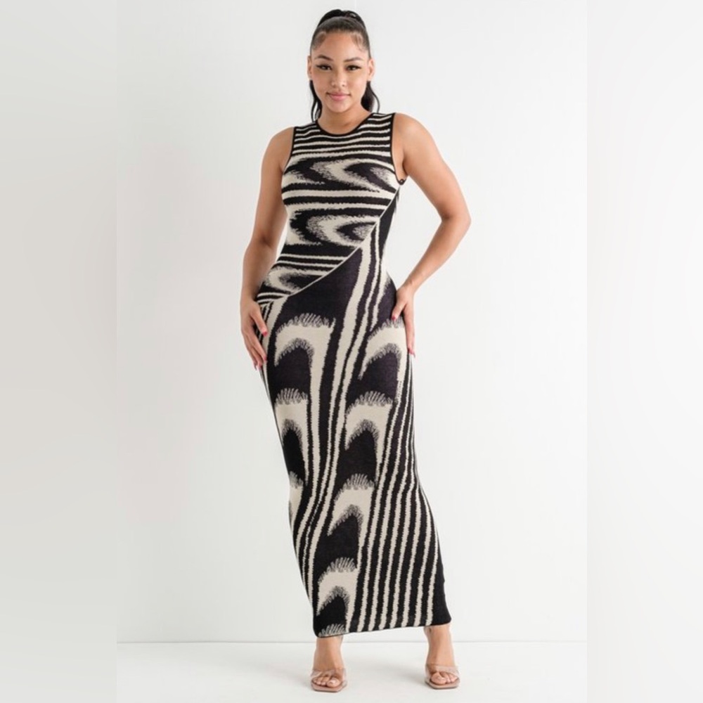WAVE JACQUARD MAXI DRESS